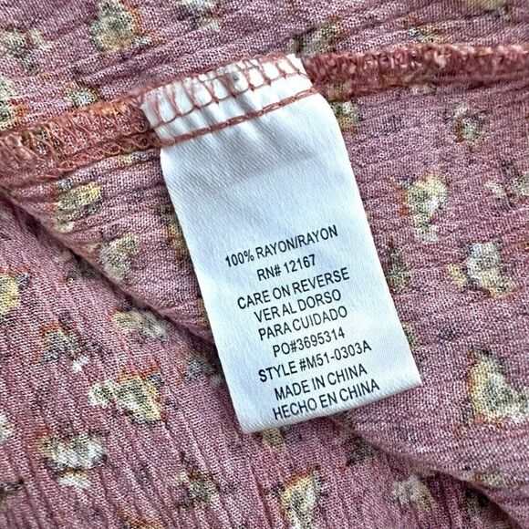 INDIGO POPPY x ANTHROPOLOGIE | Terra Cotta Floral Boho Blouse Wide Slv. | Large - Picture 6 of 7